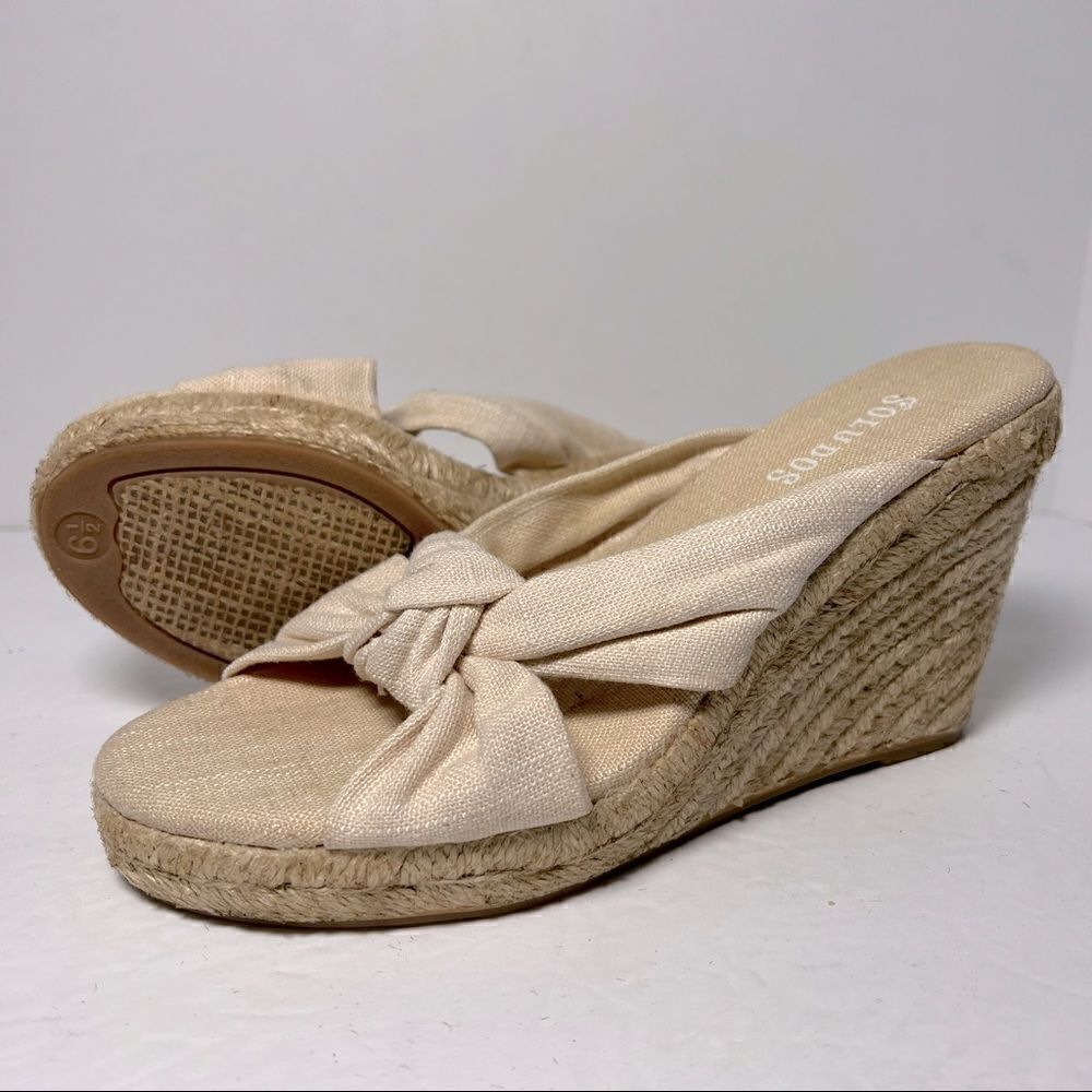 Soludos Ivory Knotted Wedge Espadrille Heels 6.5‎